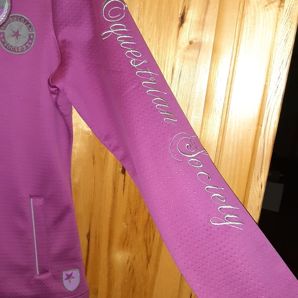 Harry's Horse Fleece Riding Jacket Equestrian Society Pink BNWOT Pen Mark XL - Picture 3 of 6